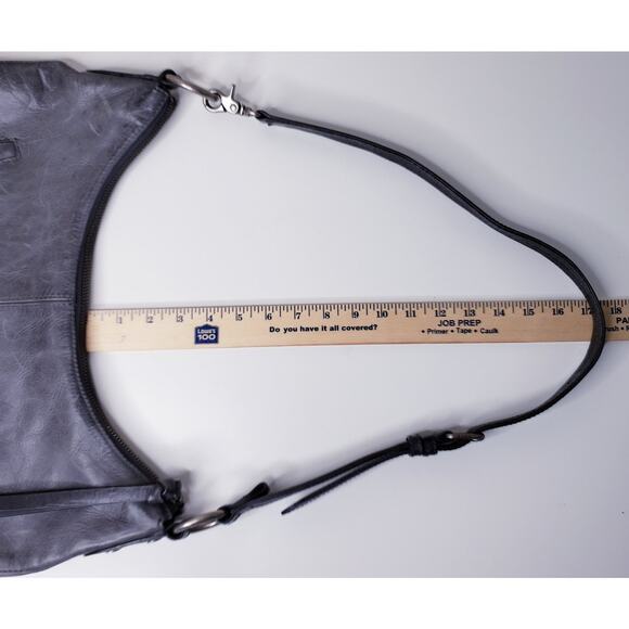 FRYE XL HOBO BOHO Gray Leather Shoulder Bag Long Strap w/ Dustcover in VGUC - Picture 10 of 16